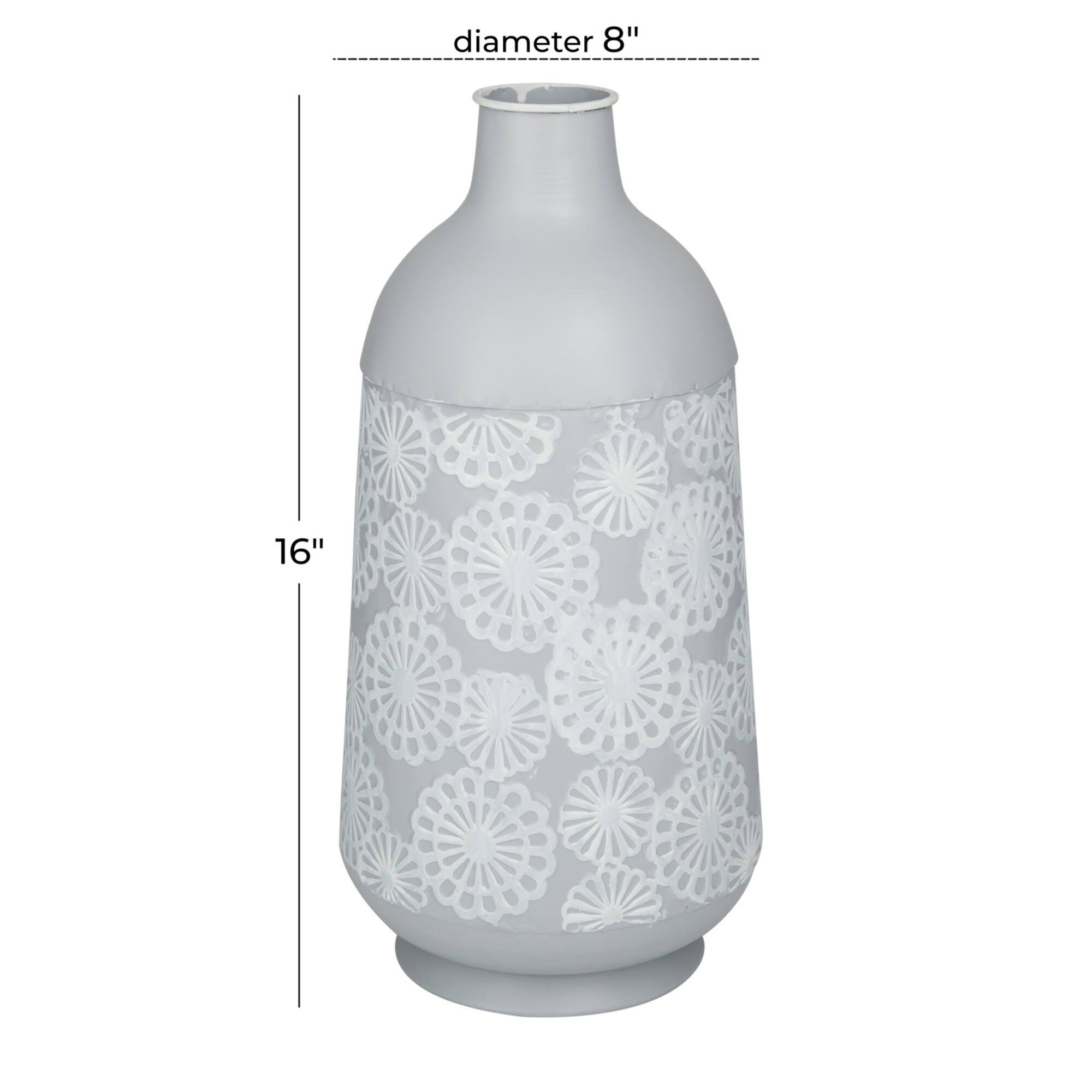 16" Gray Iron French Country Vase